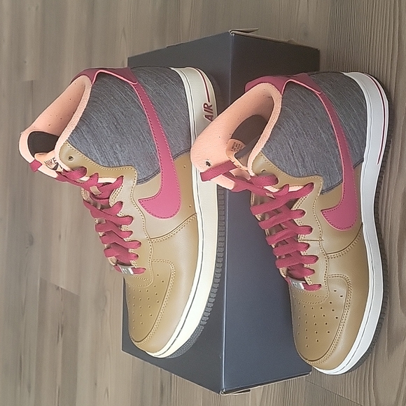 Nike Air Force 1 High '07 Ale Brown/Noble Red/Denim Leather Sneaker - Picture 3 of 9